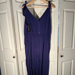 Curlbiuty Blue Dress with Buttons Down Front Size 2XL